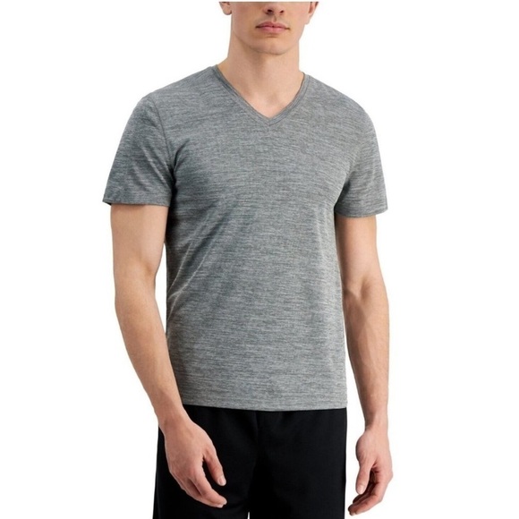 New Id Ideology Birdseye Mesh V-Neck T-Shirt Color Stormy Heather L - Picture 1 of 7